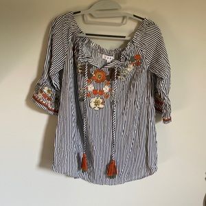 THML Off Shoulder Women’s Top Size S - Embroidered Flowers